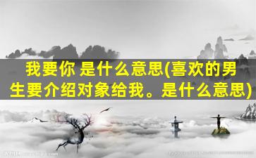 我要你 是什么意思(喜欢的男生要介绍对象给我。是什么意思)